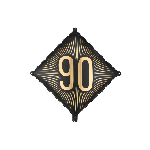 Čierny fóliový balón 90 s zlatým nápisom, 46×46 cm